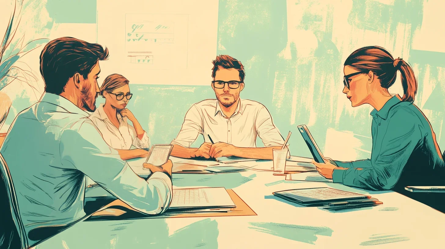 Stratégiai megbeszélés az irodában