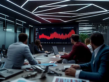 Munkatárs a veszteséget mutató grafikont nézik